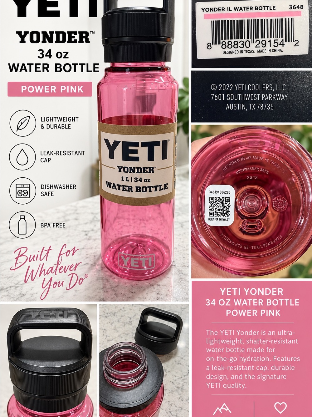Yeti Yonder 34oz Power Pink with Chug Cap. BNWT